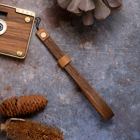 Walnut Wooden Leather Hand Strap