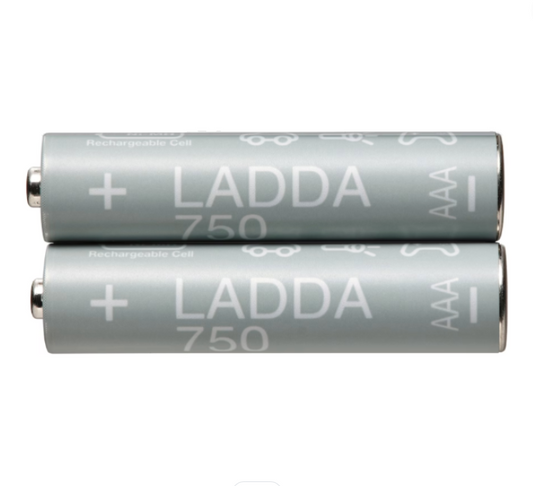 LADDA ลัดด้า แบตเตอรีชาร์จไฟได้, HR03 AAA 1.2V, 750mAh (2 ก้อน)